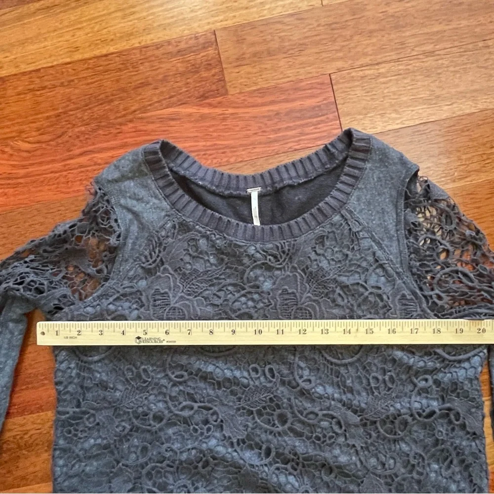 Free People black Cropped Lace Blouse - Picture 7 of 8